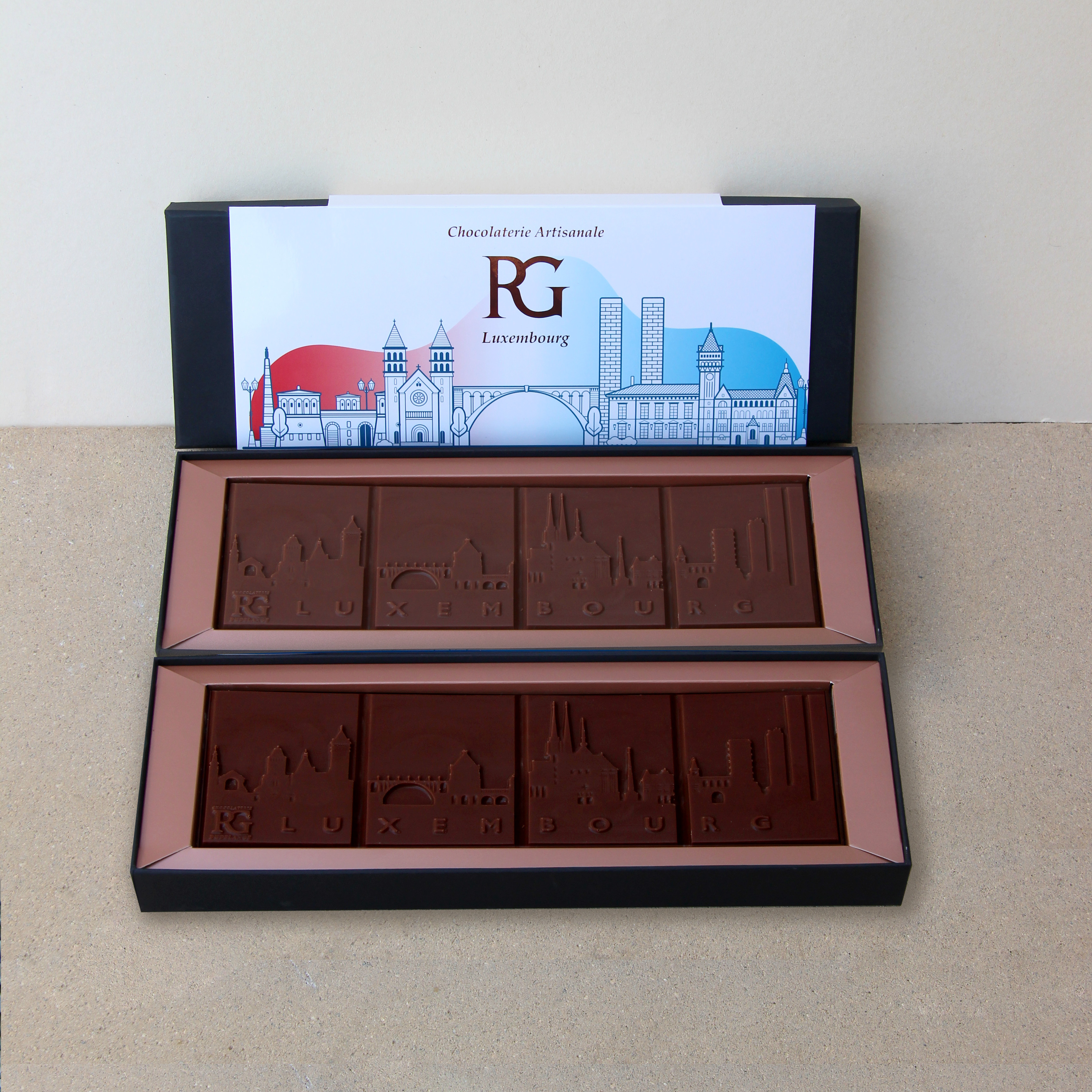 Skyline du Luxembourg – Tablette Crunchy en Chocolat Noir 70% ou Lait 38%