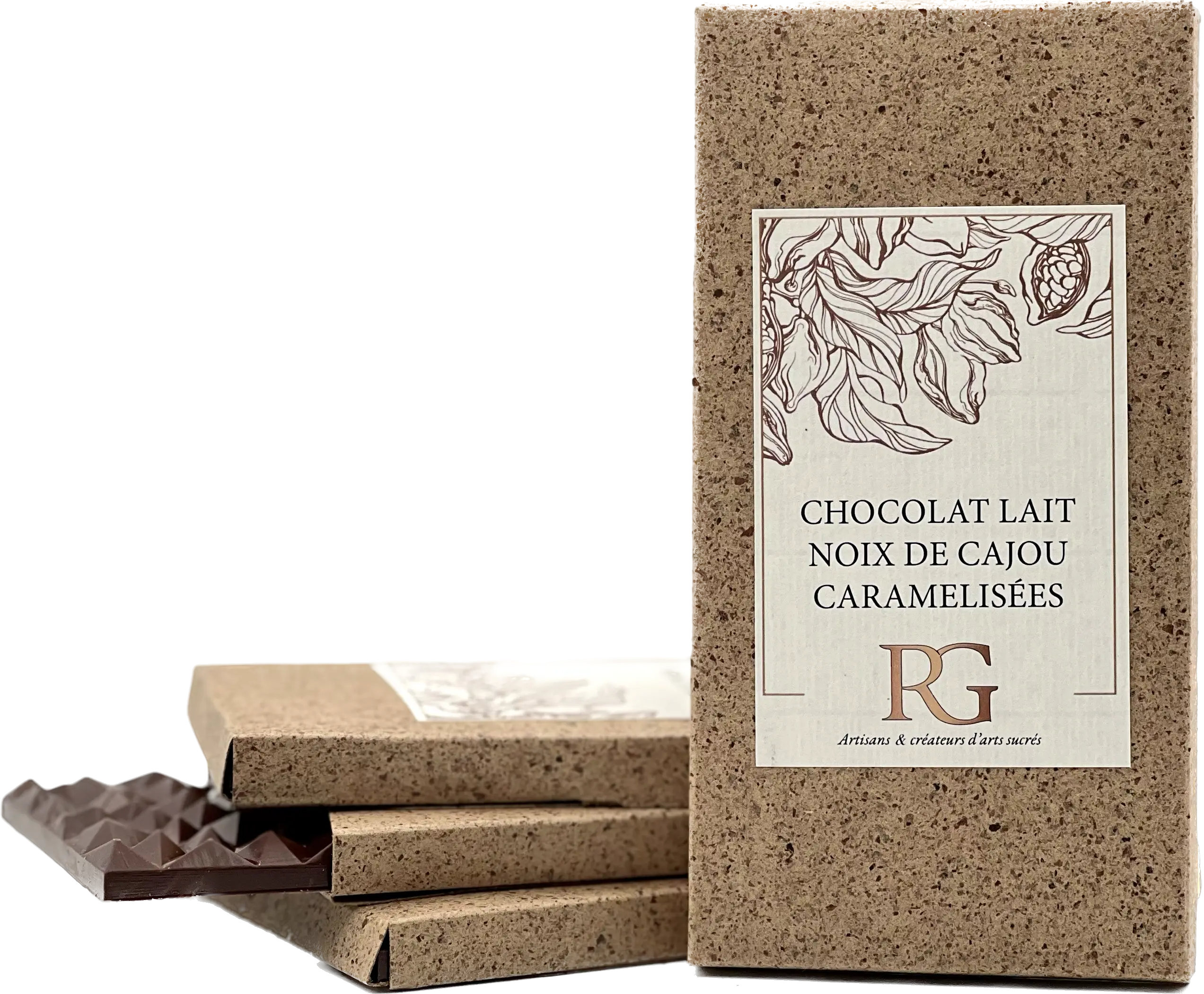 Chocolat lait 38 aux noix de cajou caramélisées